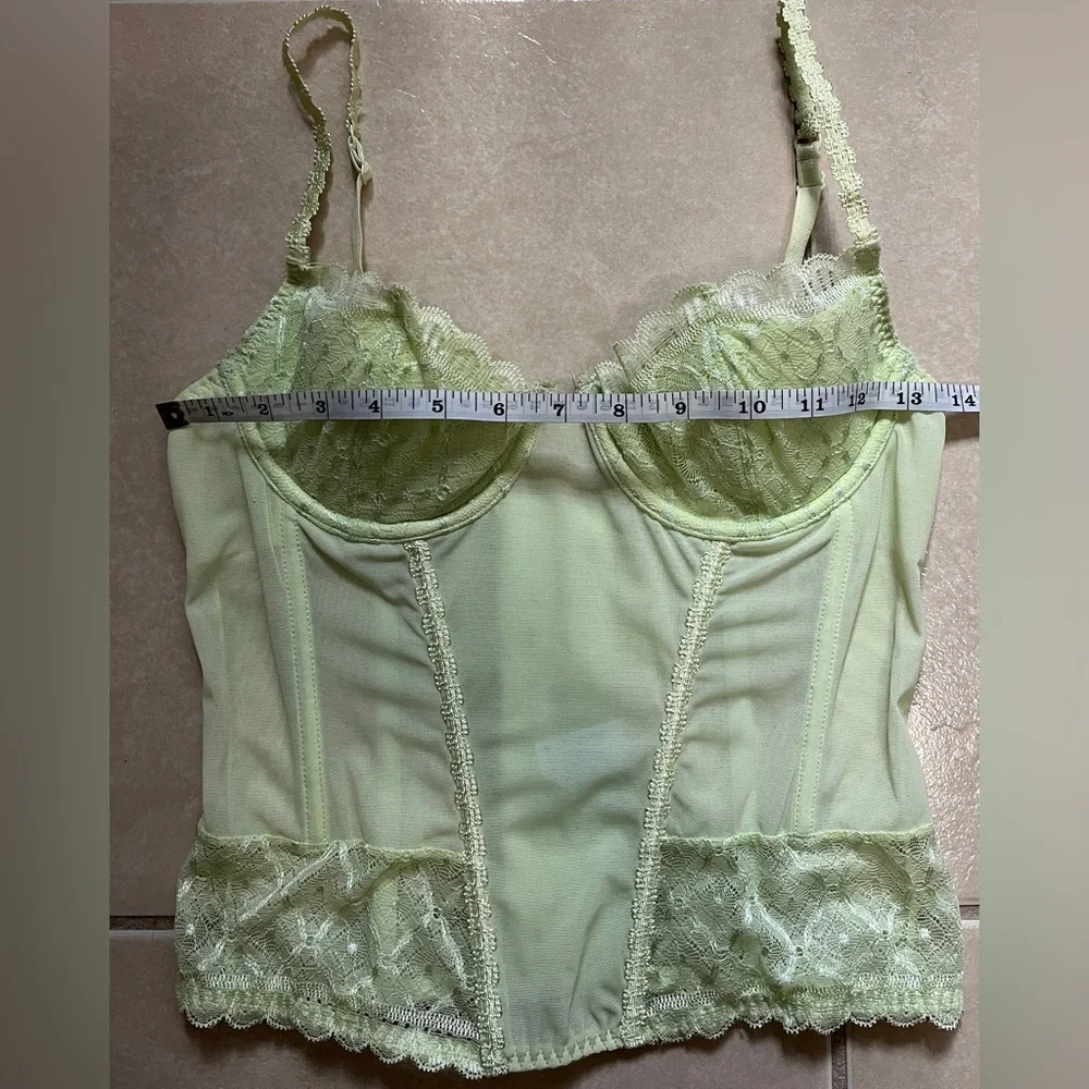 Avon Fashions Womens Corsets & Bustiers Size L(G) Lace Trim Green Mint - Picture 6 of 13